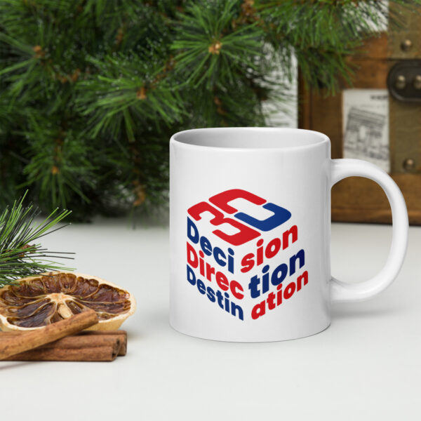 3D Decision Direction Destination White Glossy Mug